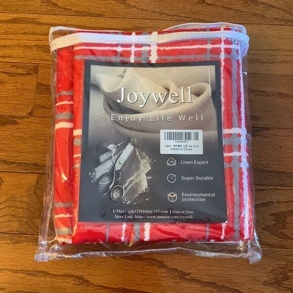 Red, gray and white plaid tablecloth 60”X102”. NWT - Picture 2 of 7